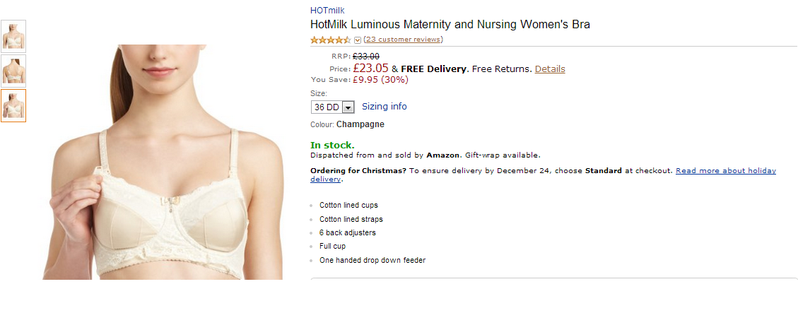 Hotmilk Luminous Maternity and Nursing Women's Bra Champagne Amazon.co.uk  Clothing