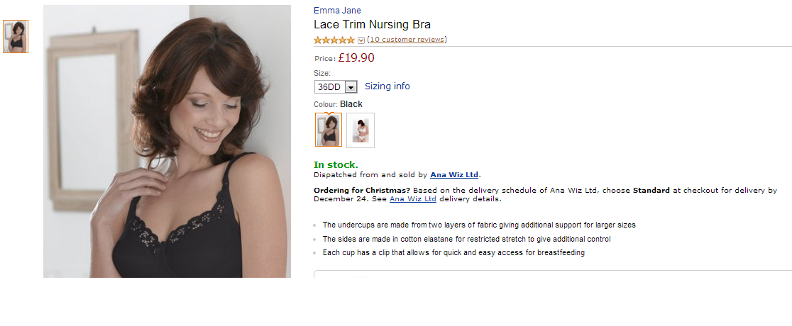 Lace Trim Nursing Bra-Black  Amazon.co.uk  Clothing
