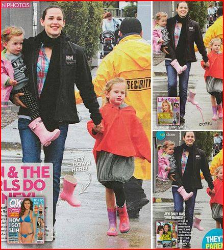 Jennifer Garner and daughter Violet with Stephen Joseph Butterfly Rain Boots in OK!, Life & Style and InTouch Magazine!